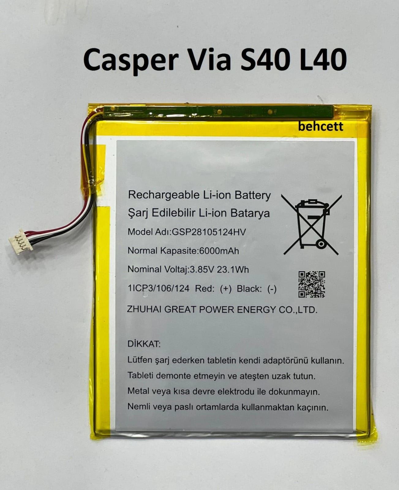Casper Via S40 L40 Pil Batarya