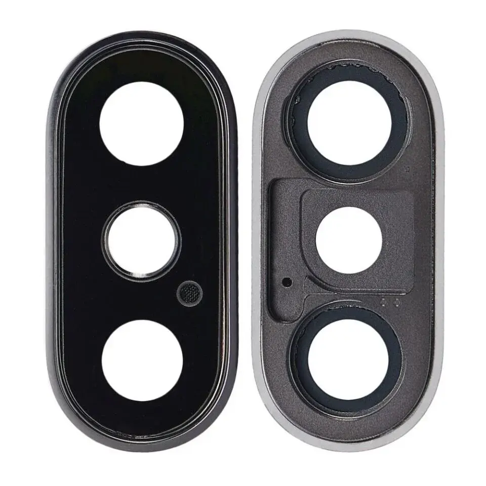 iPhone XS Max Kamera Camı Kamera Lensi Çerçeveli Full Gümüş Silver