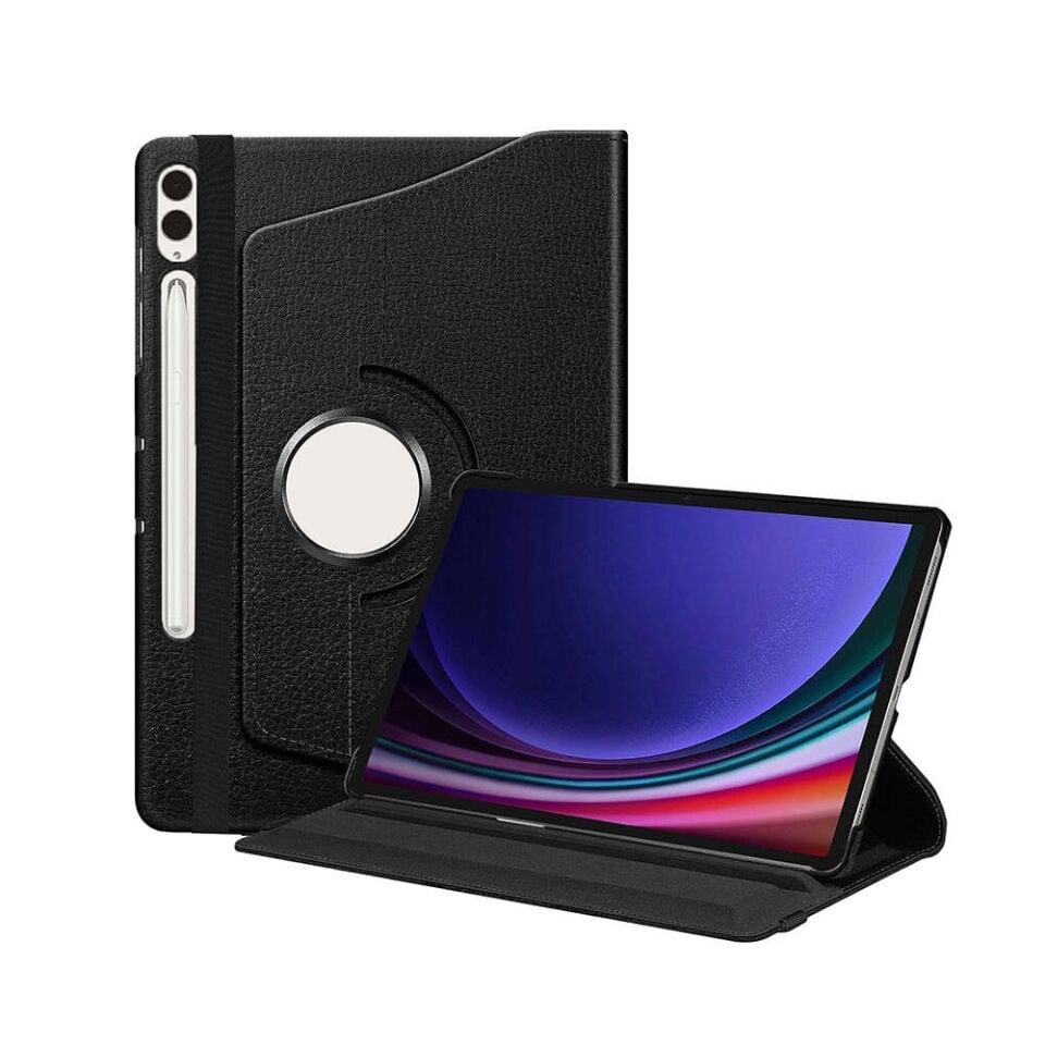 Samsung Galaxy Tab S9 FE Plus SM-X610 SM-X616B Tablet Kapaklı Standlı Kılıf Siyah