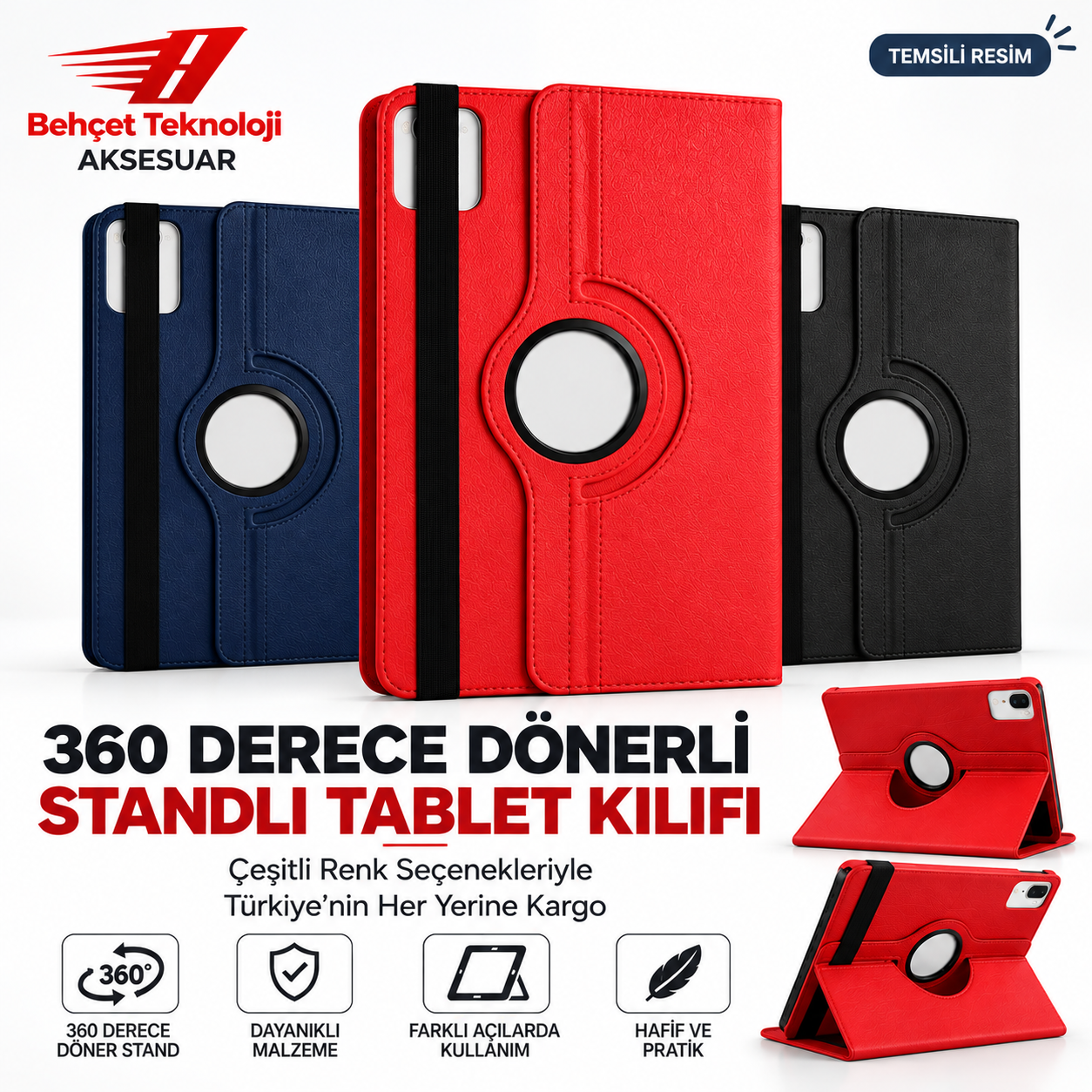 Samsung Galaxy Tab A9 Plus SM-X210N Dönerli Standlı Deri Kılıf
