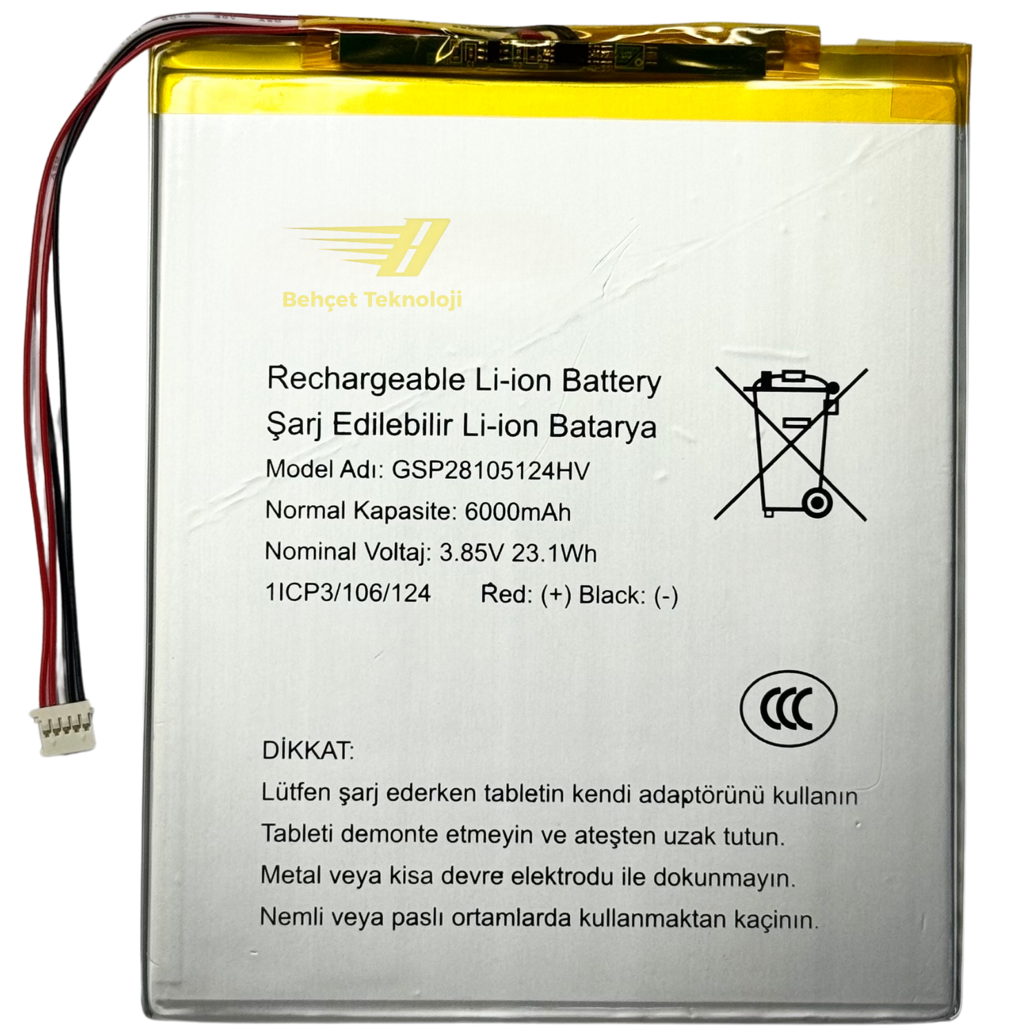 GSP28105124HV Kodlu Tablet Batarya Pil