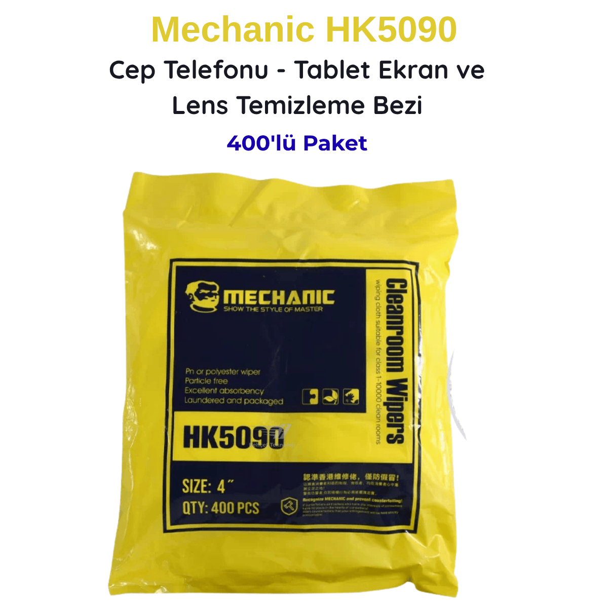 Mechanic HK5090 Tablet ve Telefon Ekran Temizleme Bezi 400 Adet