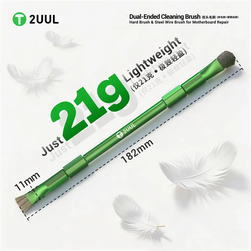 2UUL CL15 Çift Uçlu Temizleme Fırçası (Sert Fırça ve Çelik Tel Fırça) Anakart Tamiri İçin