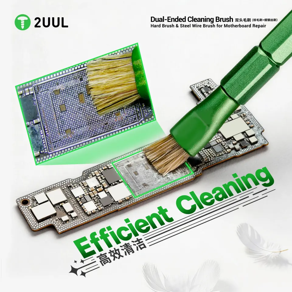 2UUL CL15 Çift Uçlu Temizleme Fırçası (Sert Fırça ve Çelik Tel Fırça) Anakart Tamiri İçin