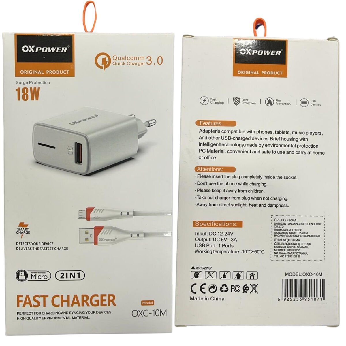 Oxpower OXC-10M Usb Giriş Başlık + Micro Usb Kablo Şarj Seti