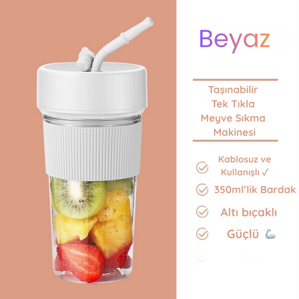 VENANDİN Katjmer Fruvia Meyve Sıkacağı Bardak Blender Beyaz