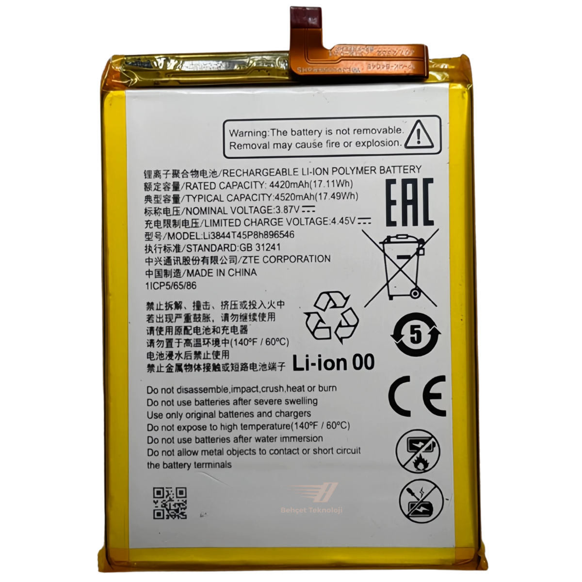 Li3844T45P8h896546 Kodlu Batarya Pil