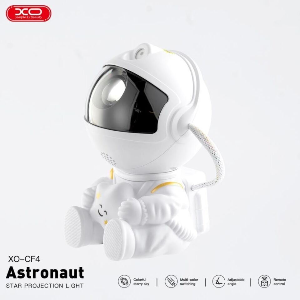 Astronot Temalı Yıldızlı Gökyüzü Projeksiyon Gece Lambası ve Bluetooth Hoparlör