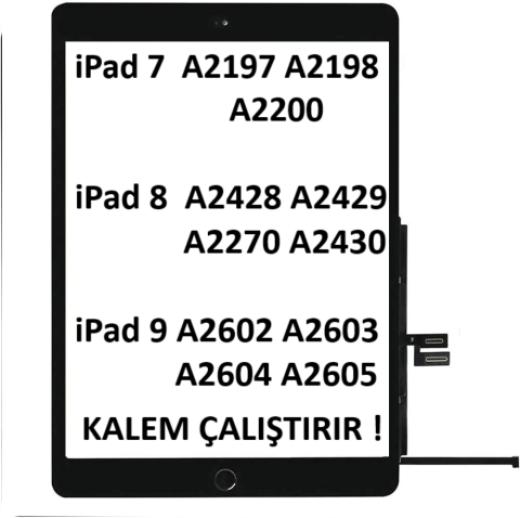 Apple iPad 9.Nesil A2602 A2603 A2604 A2605 Dokunmatik Tuşlu Siyah Orjinal