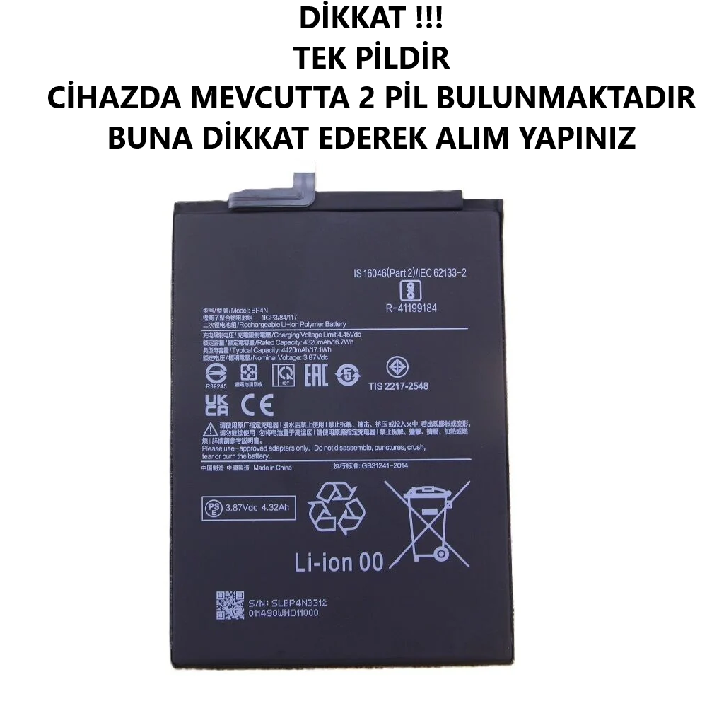 Xiaomi Pad 6 23043rp34g Xiaomi Pad 6 Pro Batarya Pil