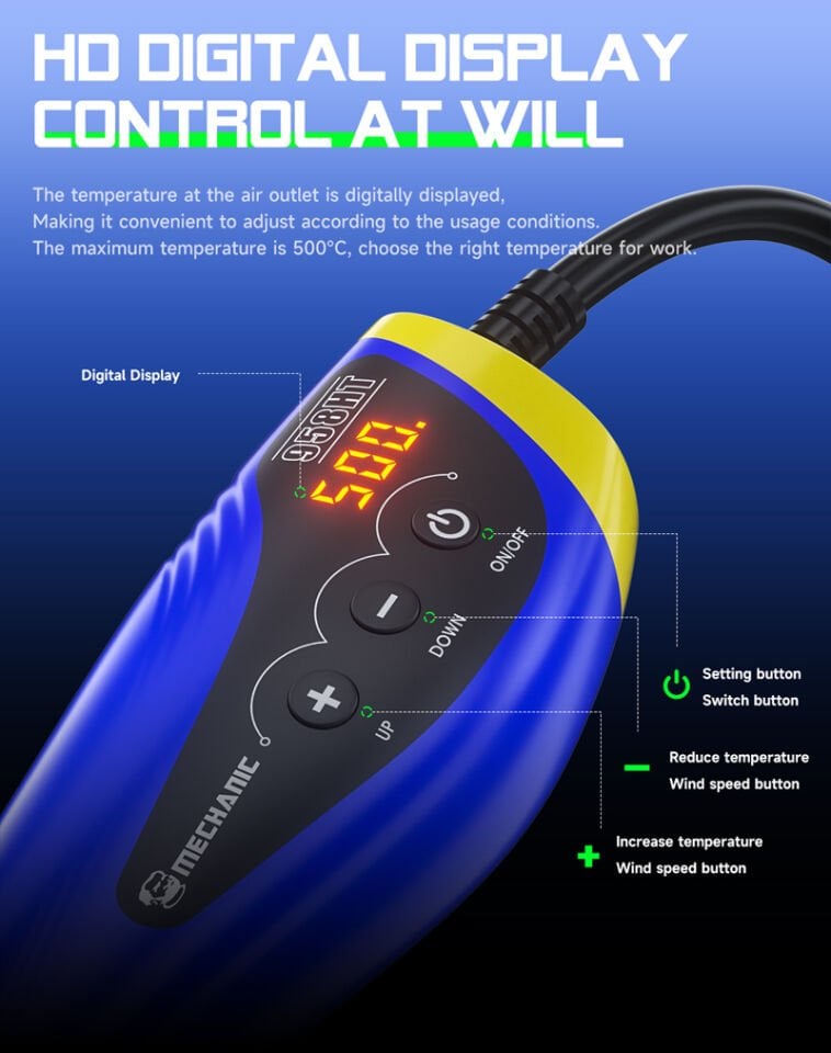 Mechanic 958HT Taşınabilir Dijital Sıcak Hava Tabancası