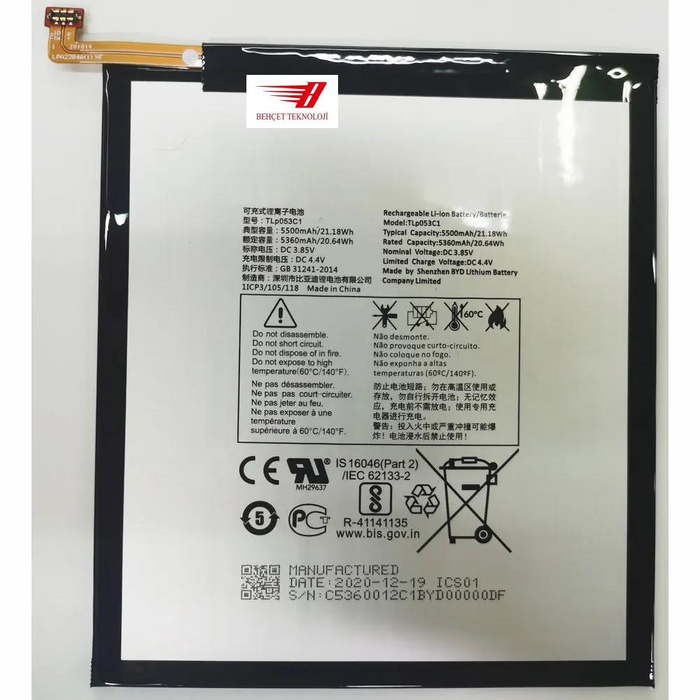 TCL Tab 10 9460G FHD TLp053C1 Batarya Pil