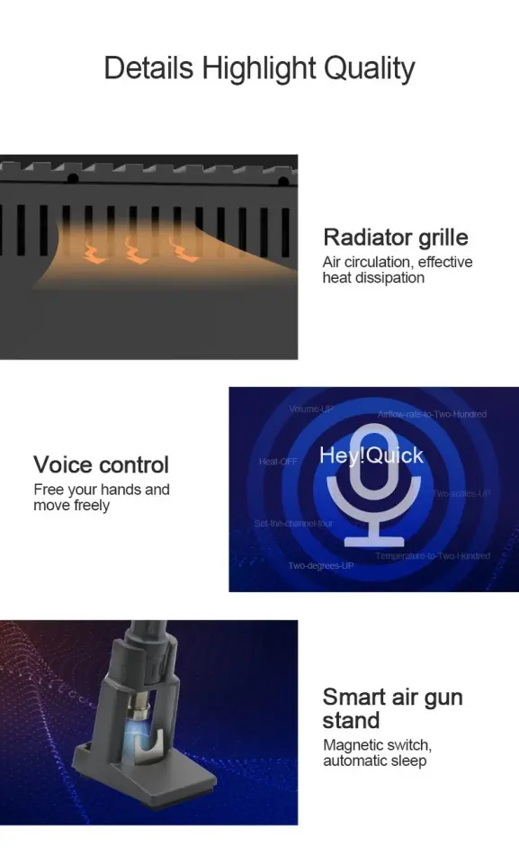 Quick 861 Pro 1300W Akıllı Sıcak Hava Üfleme İstasyonu