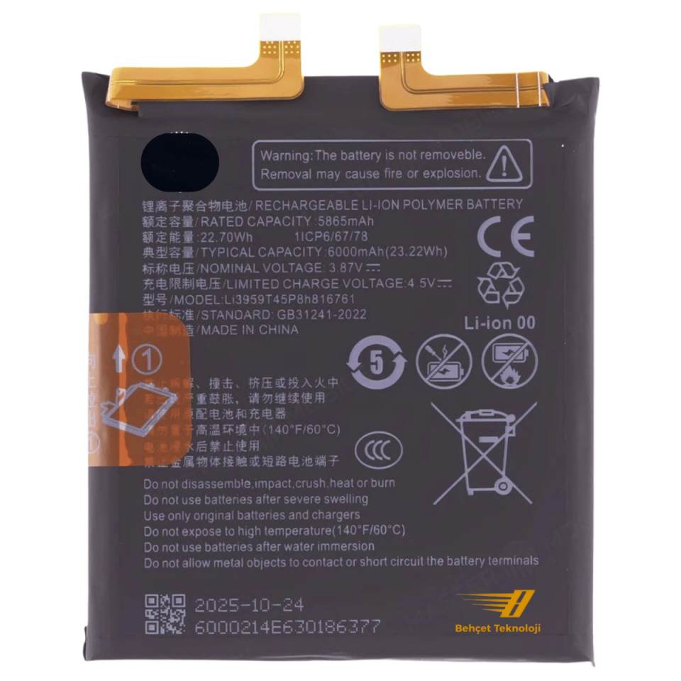 Li3959T45P8h816761 Kodlu Telefon Batarya Pil