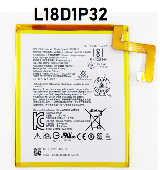 Lenovo Tab M10 TB-X505F TB-X505L L18D1P32 Pil Batarya