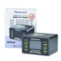 Mechanic iCharge 8C Akıllı Dijital Ekranlı 8 Portlu USB Şarj Cihazı PD+QC 3.0 (50W)