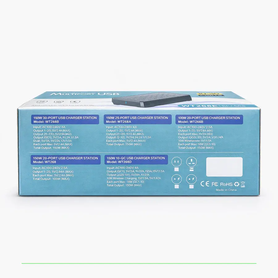 WT268E 150W Çoklu Bağlantı Noktalı USB Şarj İstasyonu
