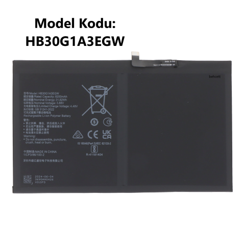 Huawei Honor Pad 9 HEY2-W09 HEY2-AN09 HEY2-AL09 HB30G1A3EGW Tablet Batarya Pil