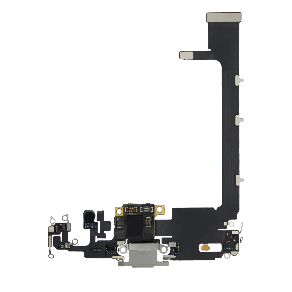 iPhone 11 Pro Max Şarj Soketi Kulaklık Mikrofon Filmi Flex Gümüş